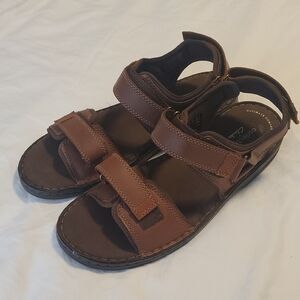 Clarks Men's Malone Shore Sandal, Synthetic Leather, Brawn, Size 10.5